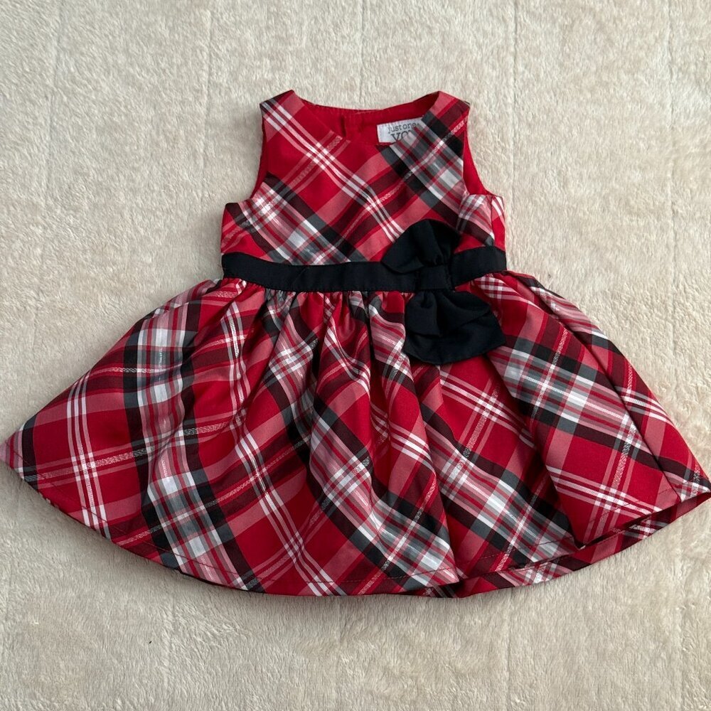 Just One You Carter’s Girl’s Red And Black Plaid Dress Black Bow ~ Newborn